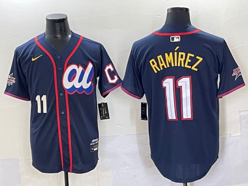 Men 2025 Cleveland Indians #11 Ramirez Blue All star Nike MLB Jersey style 2->cleveland indians->MLB Jersey